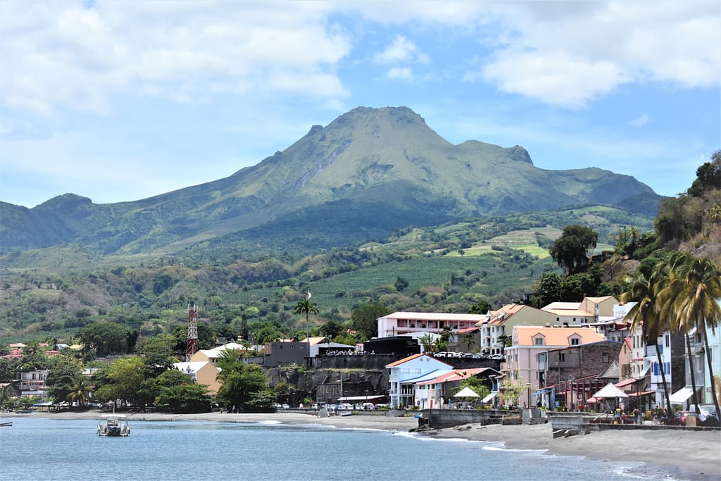 View of Mount Pelée from Saint-Pierre,  a Must-See Landmark in Martinique.