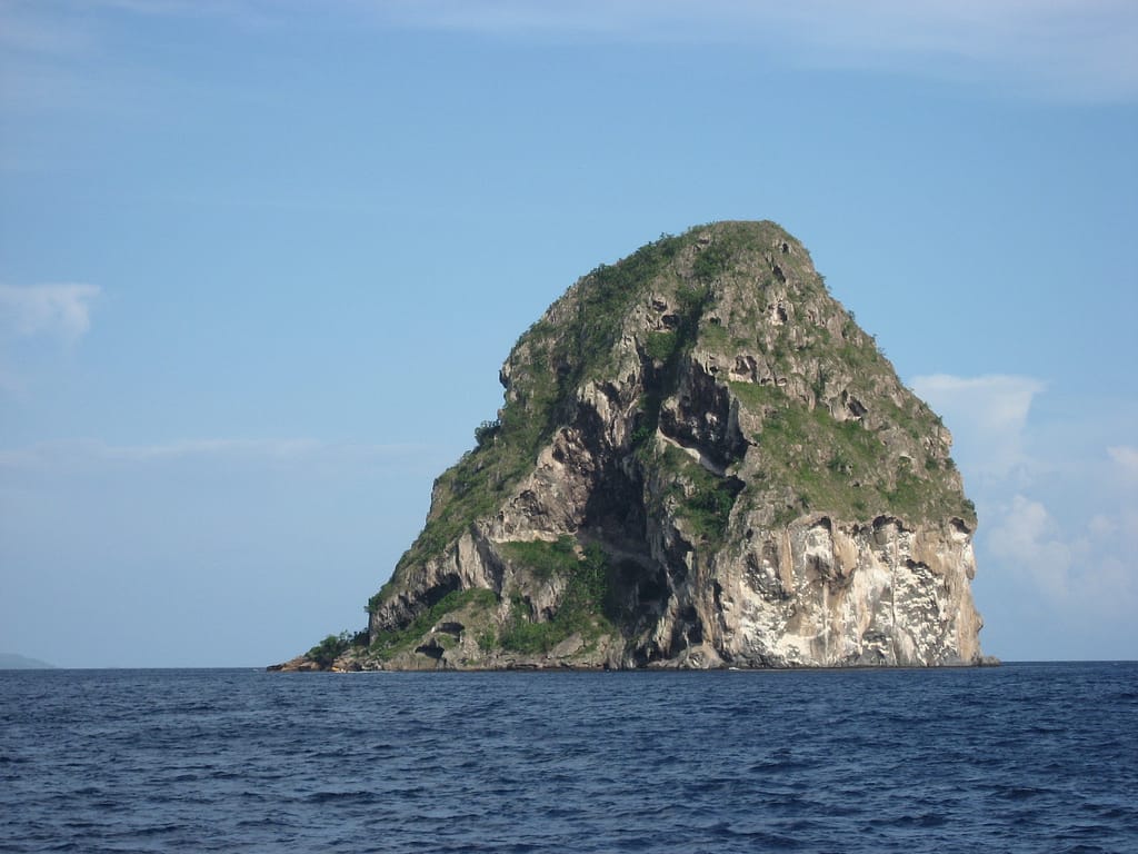 View of the famous Diamond Rock off the coast of Martinique, a Must-See Landmark in Martinique.